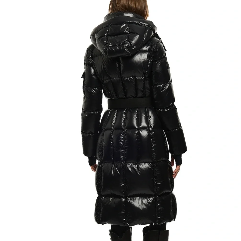 SAM. “Jet” Black Long Noho Hooded Puffer Coat Size Small - Picture 2 of 8
